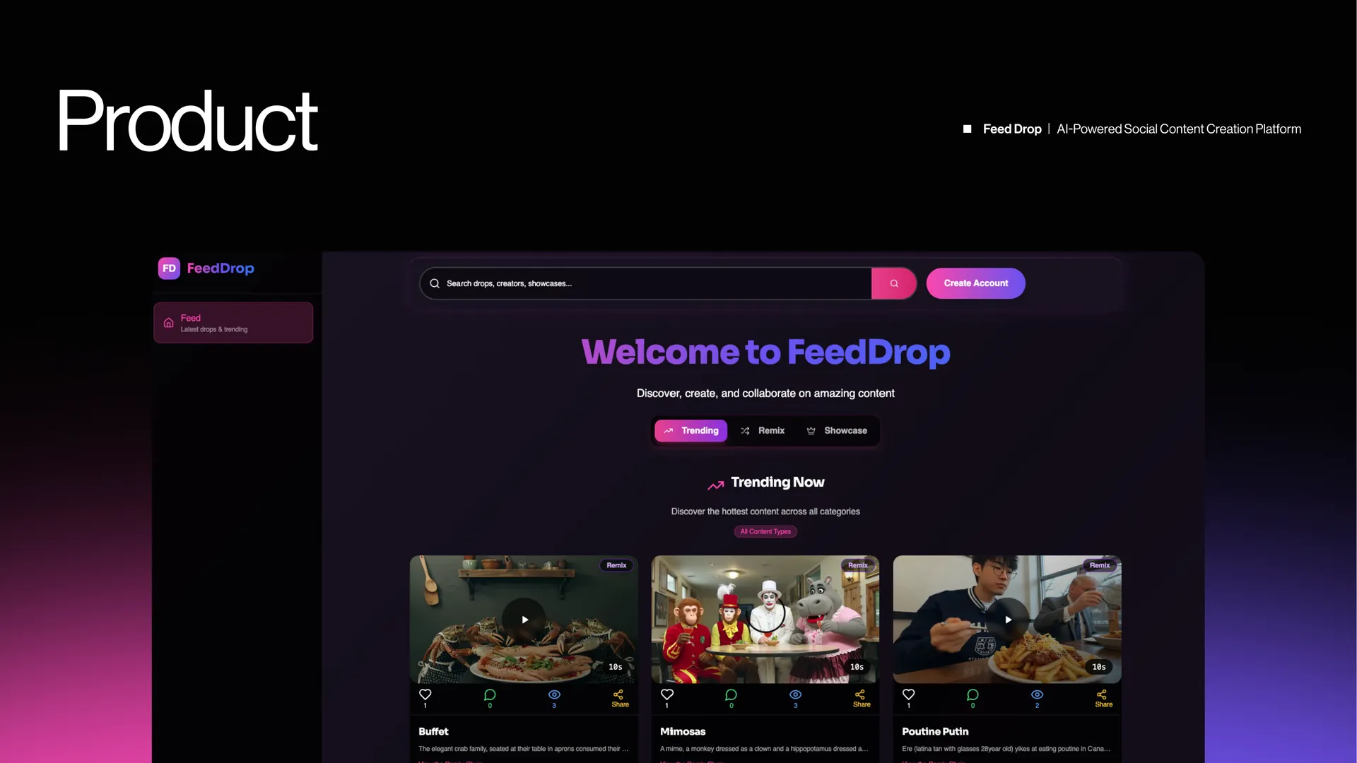 FeedDrop — AI Social Content Creation Platform — product view 1