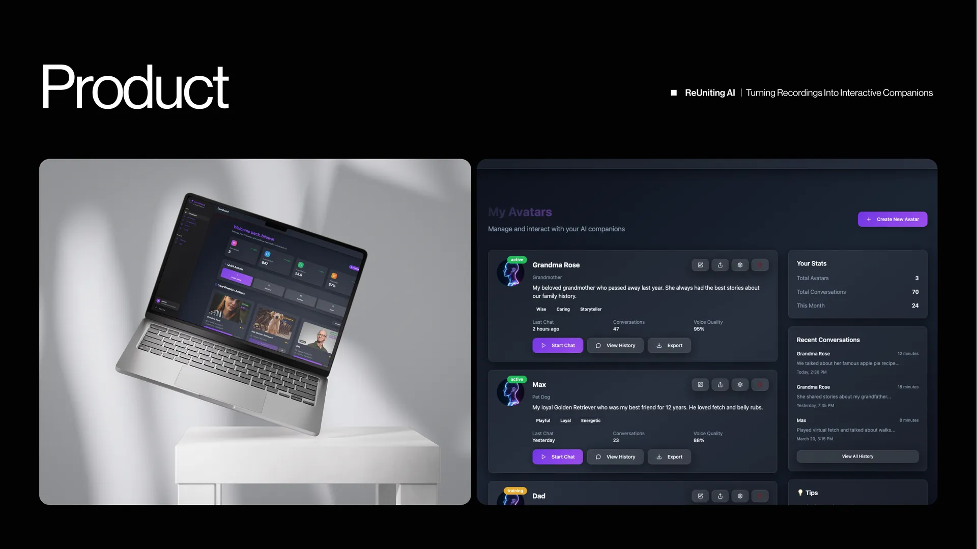 ReUniting AI — Interactive AI Companions — product preview