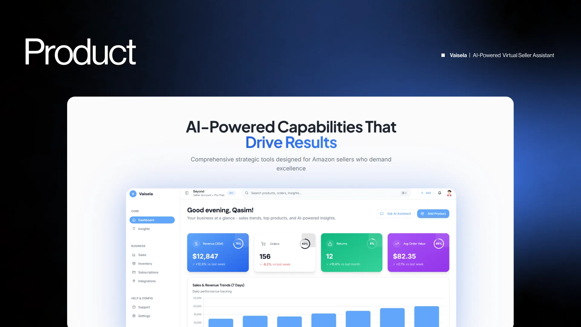 Vaisela — AI Virtual Seller Assistant for Amazon — product preview