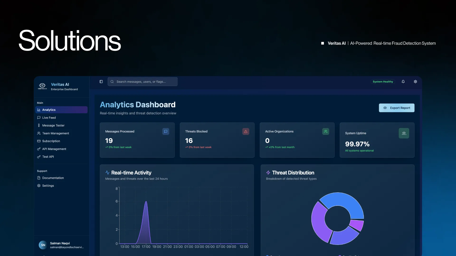 Veritas AI — Real-Time Fraud Detection SaaS — product view 2